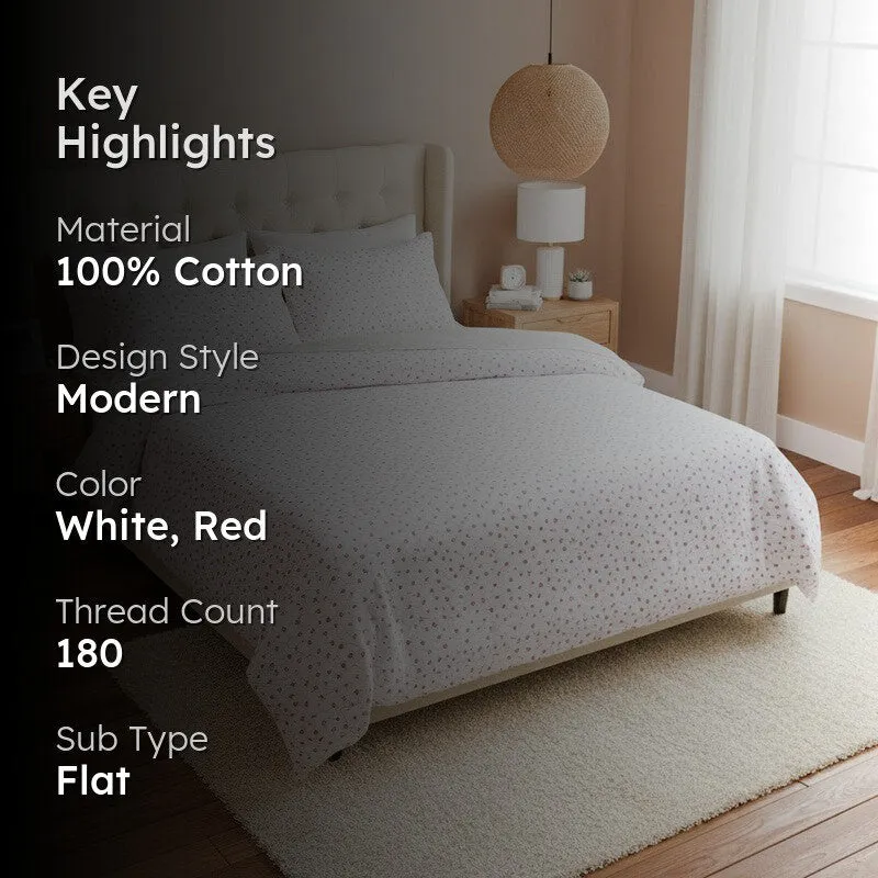 Tiny Twines Cotton Bedsheet (Red) - 180 TC media 2