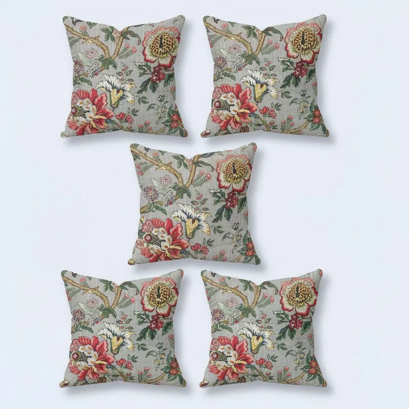 Bloomira Floral Multicolor Cushion Cover Set - Set Of Five media 4