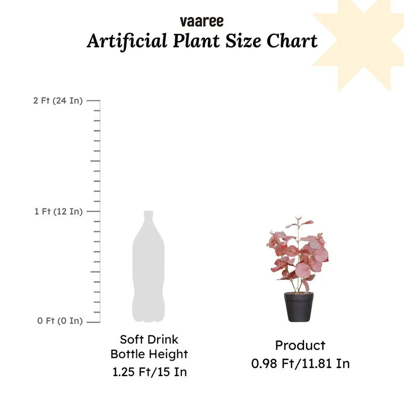 Artificial Eucalyptus Plant With Black Fiber Pot (Pink) - 1 Feet media 7