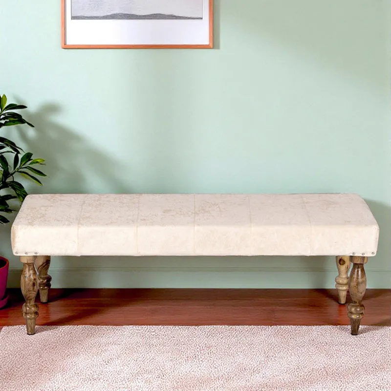 Alvyn Sheesham Wooden Bench - Beige media 1