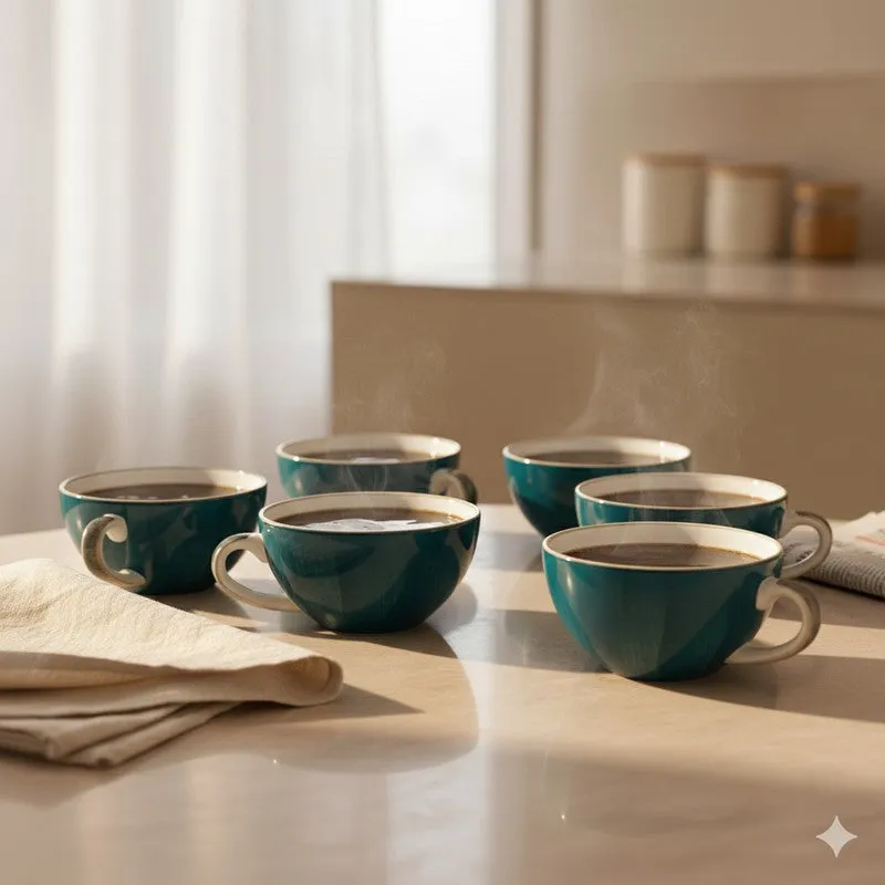 Bliss Ceramic Tea Cup (240 mL Each) - Set Of Six media 1
