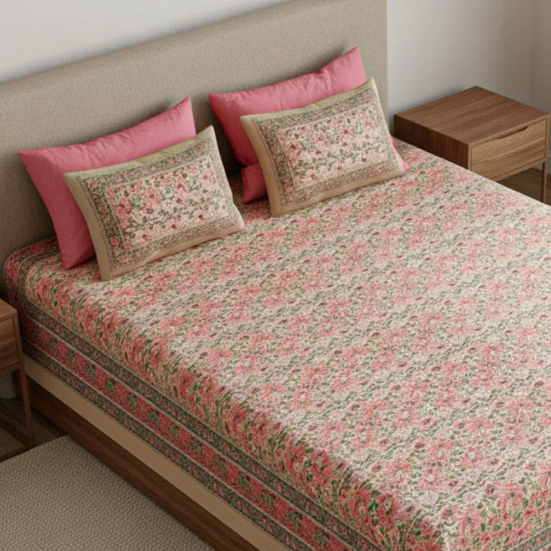 Aayushi Cotton Bedsheet (Pink) - 180 TC media 3