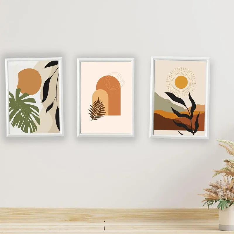 Earthy Aura Paper Wall Painting With Frame - White media 3
