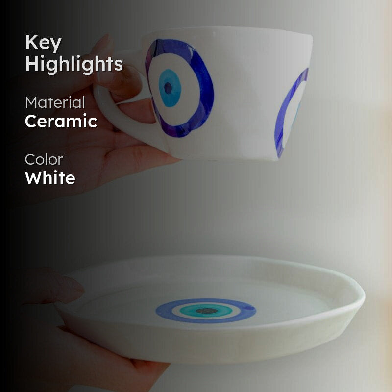 Evil Eye Cup & Saucer Set - 300 ML media 2