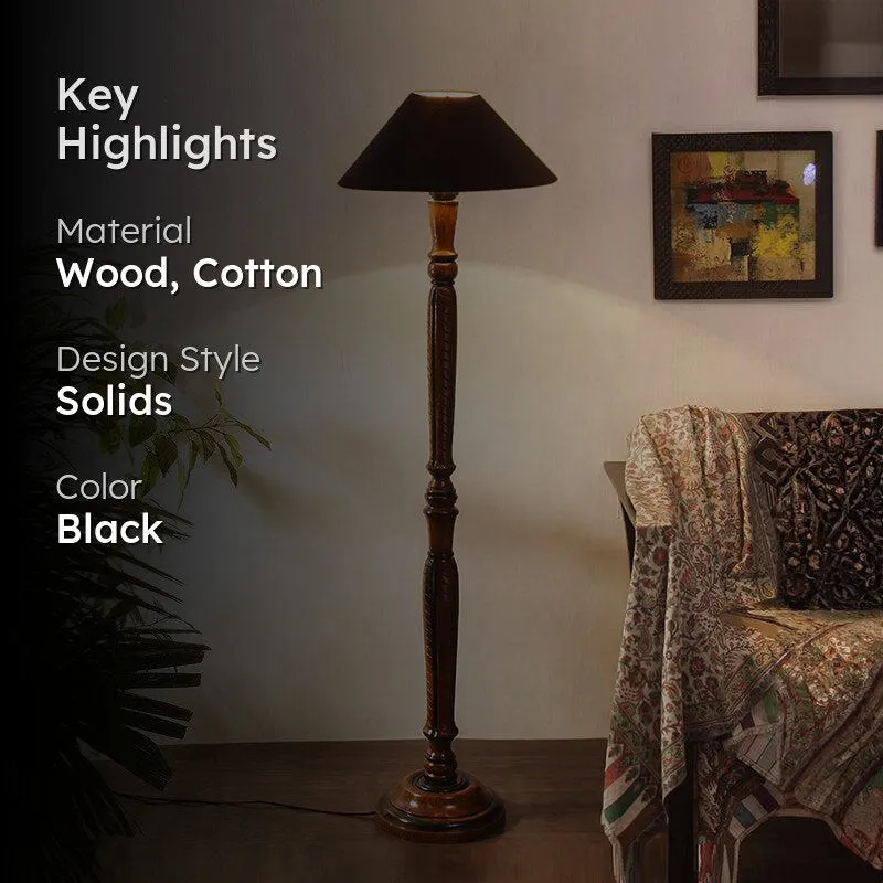 Deira Vintage Wooden Floor Lamp - Black media 2
