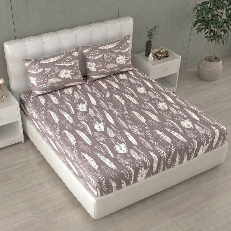 Fresh Grace Printed Pure Cotton Bedsheet (Purple) - 144 TC - King