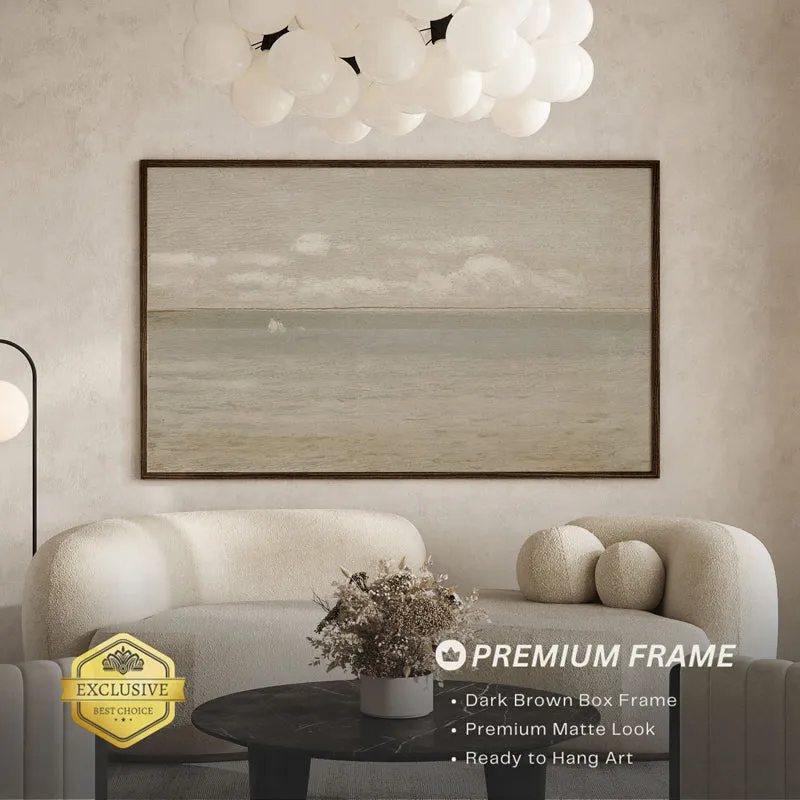 Clouds & Waves Canvas Wall Art With Frame - Black media 1