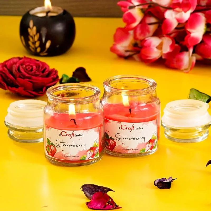 Nithya Strawberry Scented Jar Candle - Set Of Two media 3