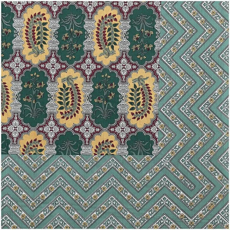 Floraum Cotton Bedsheet (Green,Yellow) - 240 TC media 7