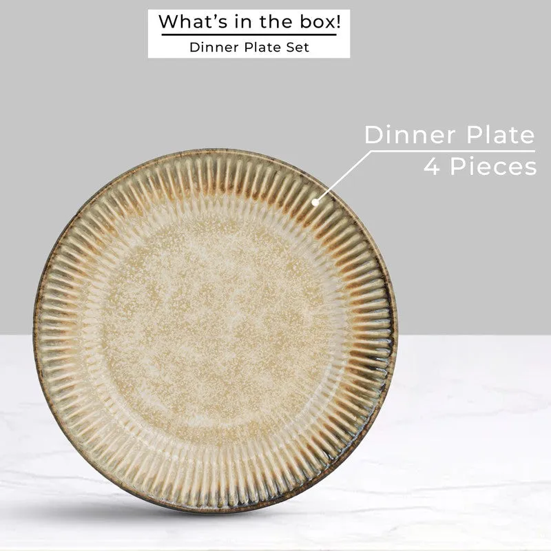 Mintora Beige Ceramic Dinner Plate - Set Of Four media 4