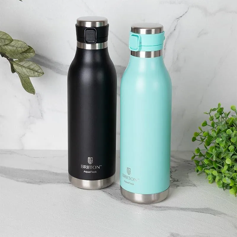 Pristine Sip 750 ML Hot & Cold Thermos Water Bottle (Black & Blue) - Set Of Two media 1