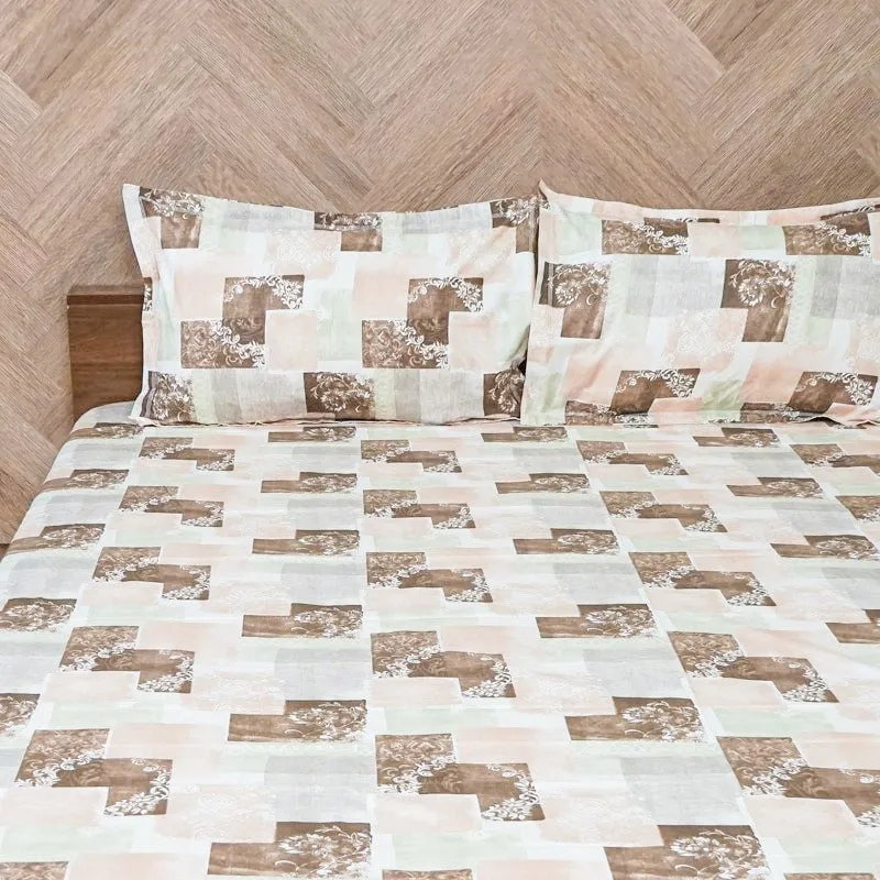 Cubescape Cotton Bedsheet (Brown) - 180 TC media 4