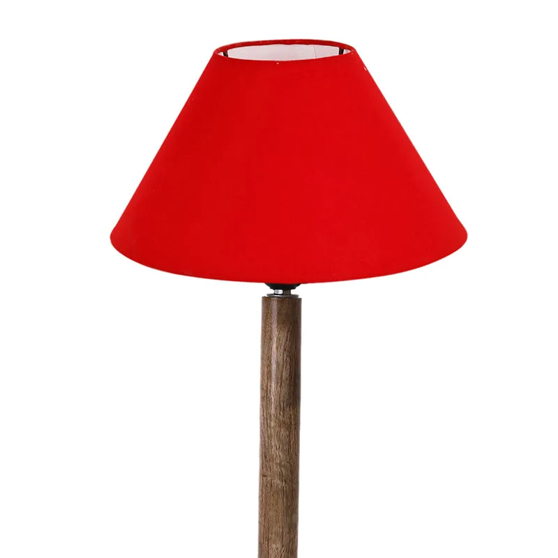 Glow Mesa Table Lamp With Wooden Base - Red,Brown media 6