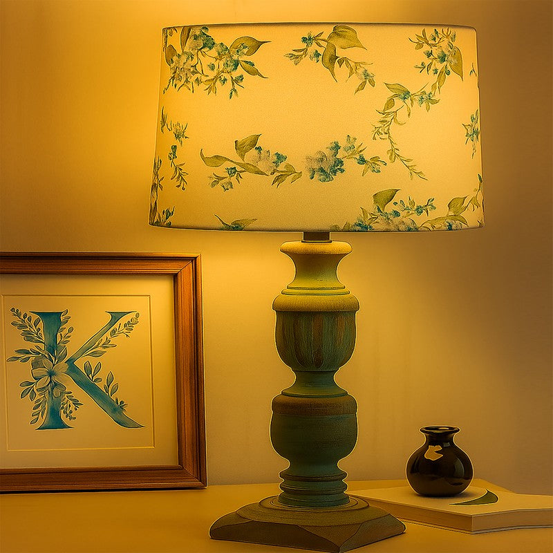 FloralEcho Wooden Table Lamp