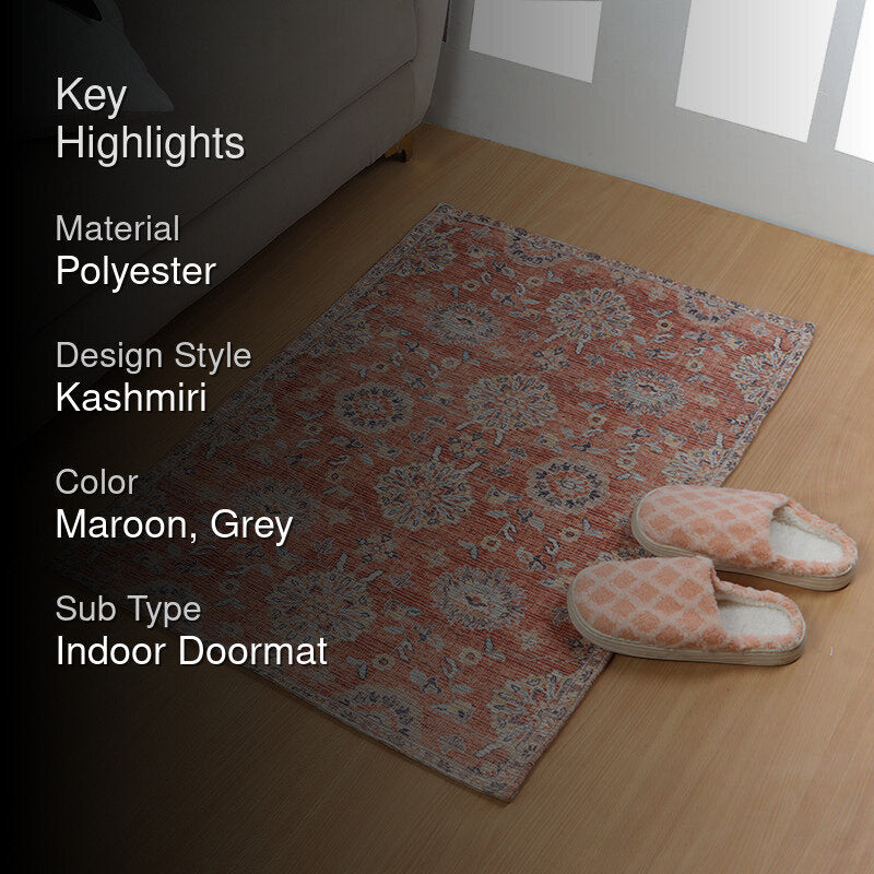 Yifara Ethnic Polyester Door Mats - Maroon media 2