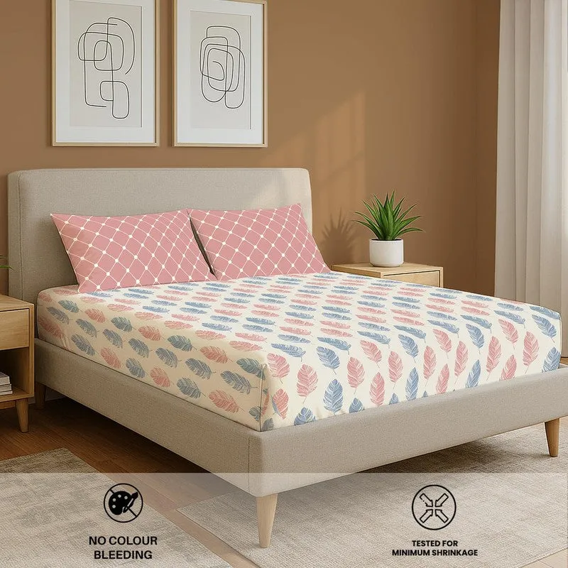 Urban Space Graceful Petals Cotton Bedsheet (Pink) - 144 TC media 5