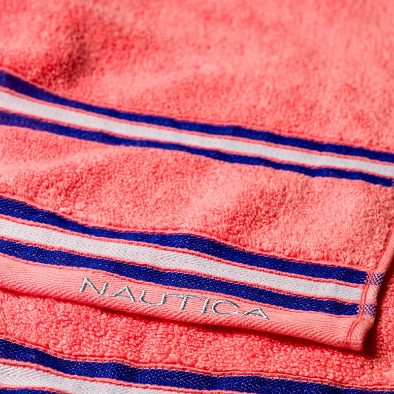 Nautica Dove Down Cotton Face Towel (Grey & Coral) - Set Of Eight media 6