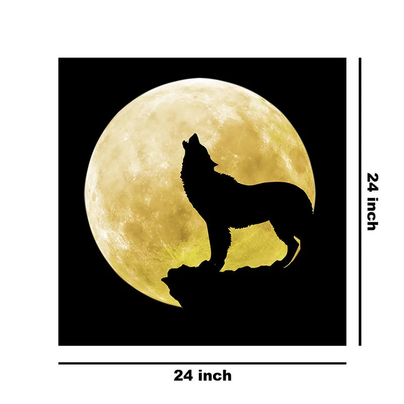 Wolf Silhouette Moon Wall Painting media 8