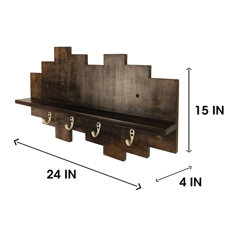 Regenta Wooden Wall Shelf Organiser with Key Holders media 6