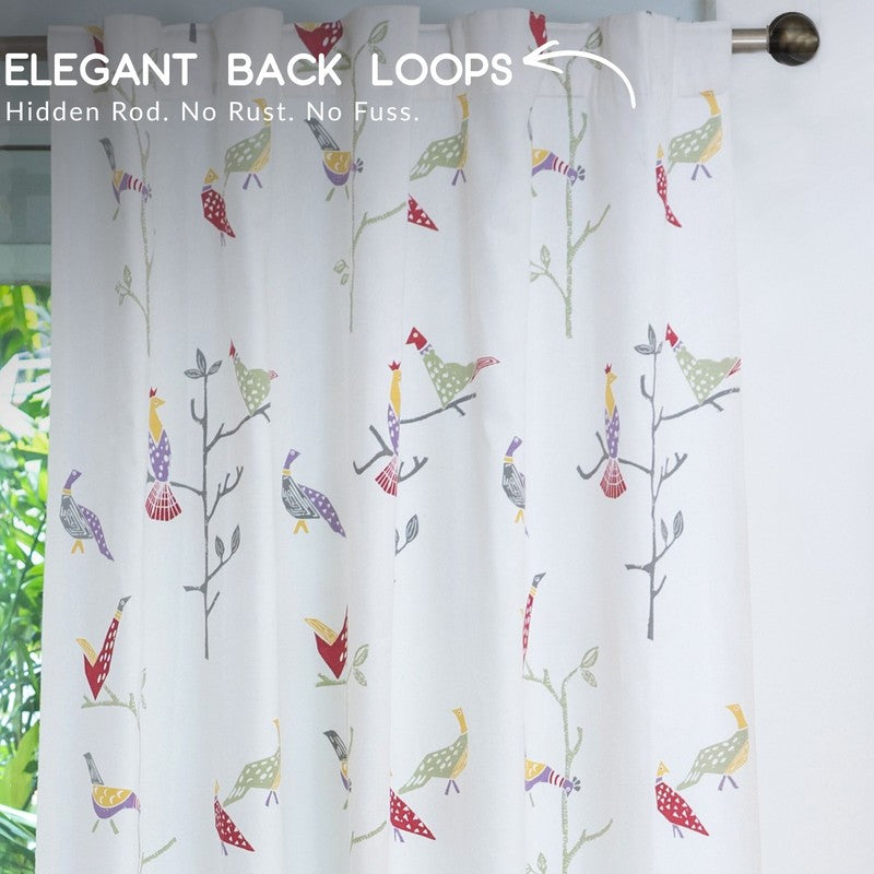 Tranquebar Home Nature Wings I Cotton Curtains(Pink) - Set Of Two media 4