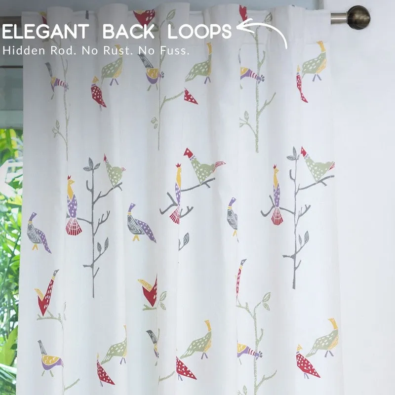 Tranquebar Home Nature Wings I Cotton Curtains(Pink) - Set Of Two media 4