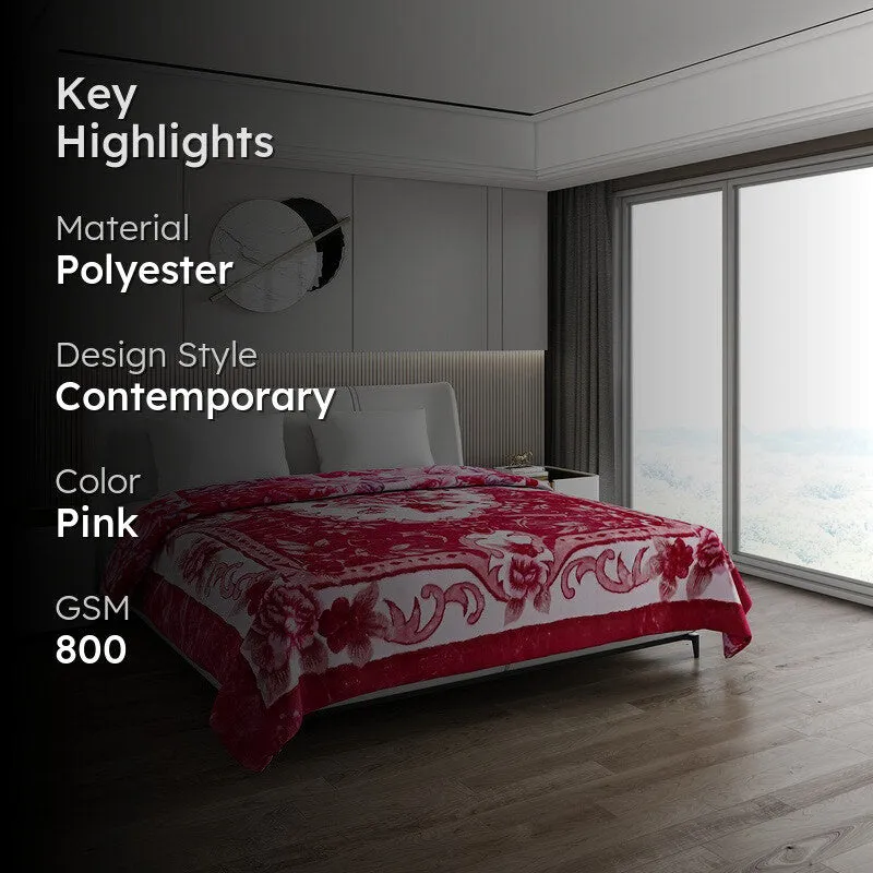 Monte Carlo Crimson Blossom Blanket (Pink)- 800 GSM media 2