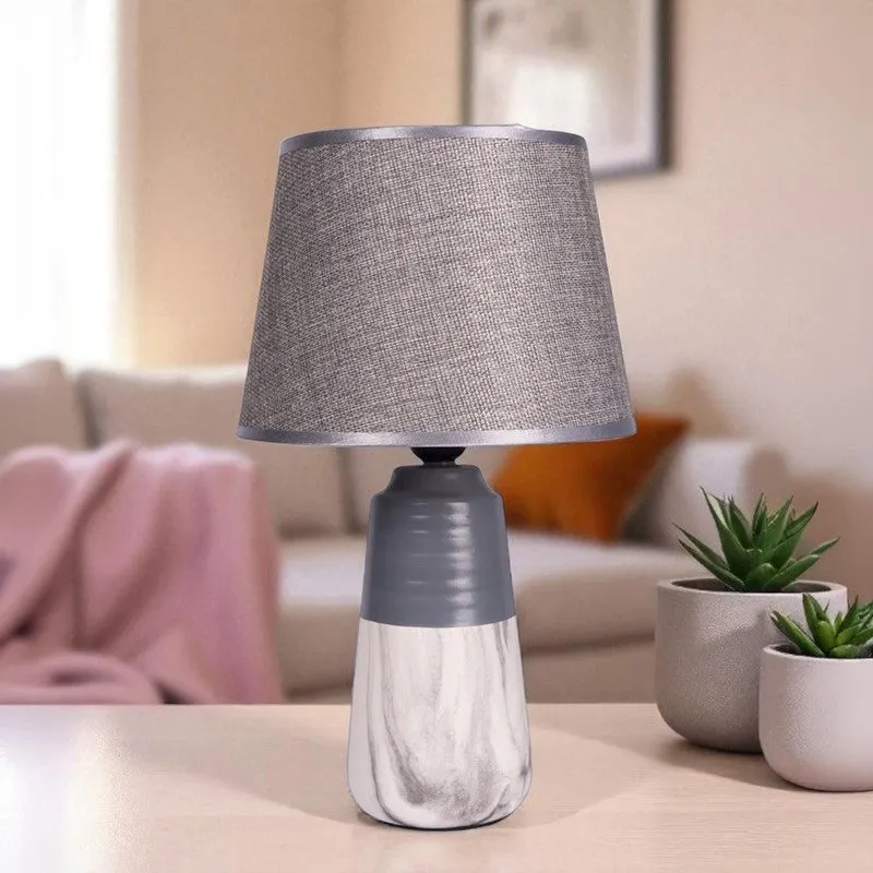 AarviDecor Kingston Designer Fabric Table Lamp - Grey media 3