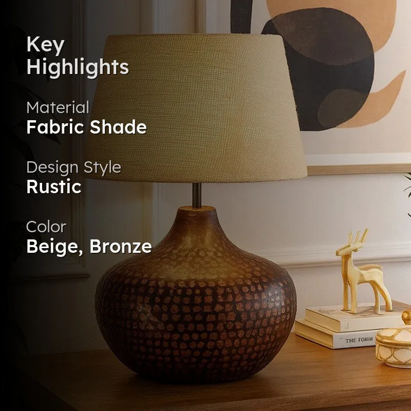Arohana Fabric Table Lamp - Beige media 2