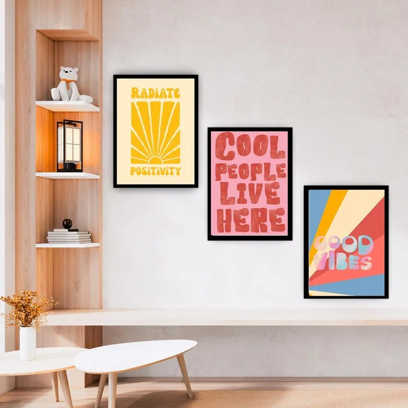 Positivity Pop Paper Wall Painting With Frame - Black media 4