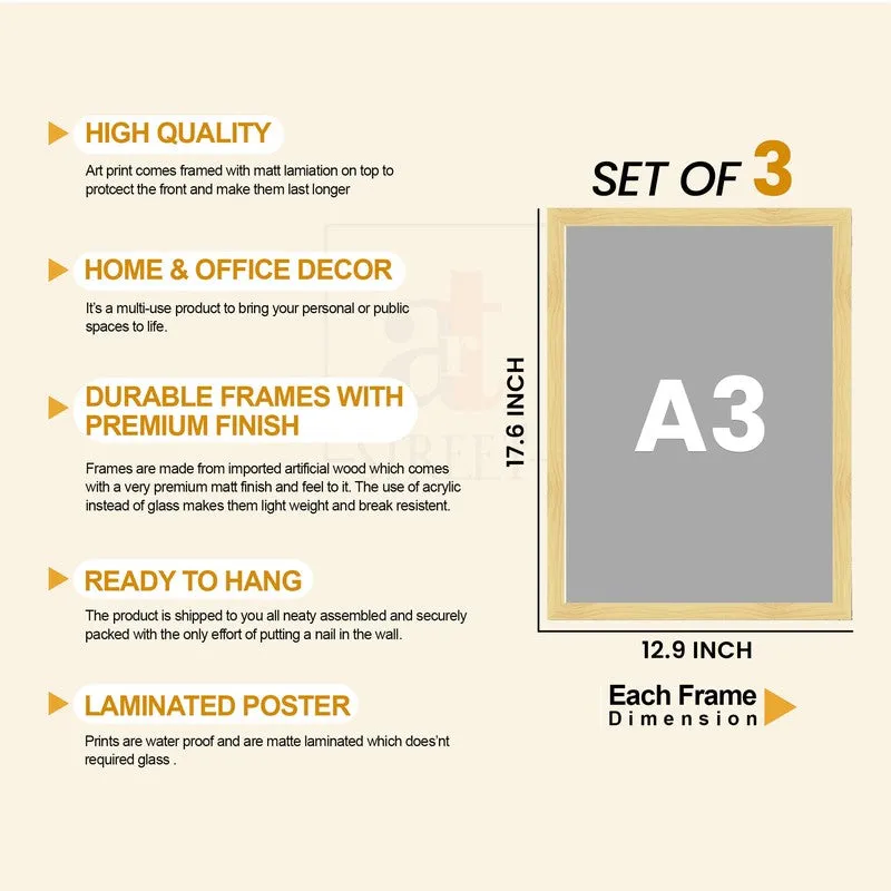 Jaipur Heritage Paper Wall Painting With Frame - Set Of Three media 10