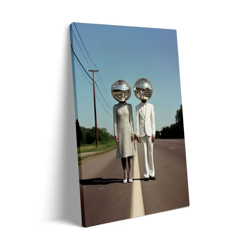 The Disco Couple Archival Canvas Wall Art - Black Frame media 7