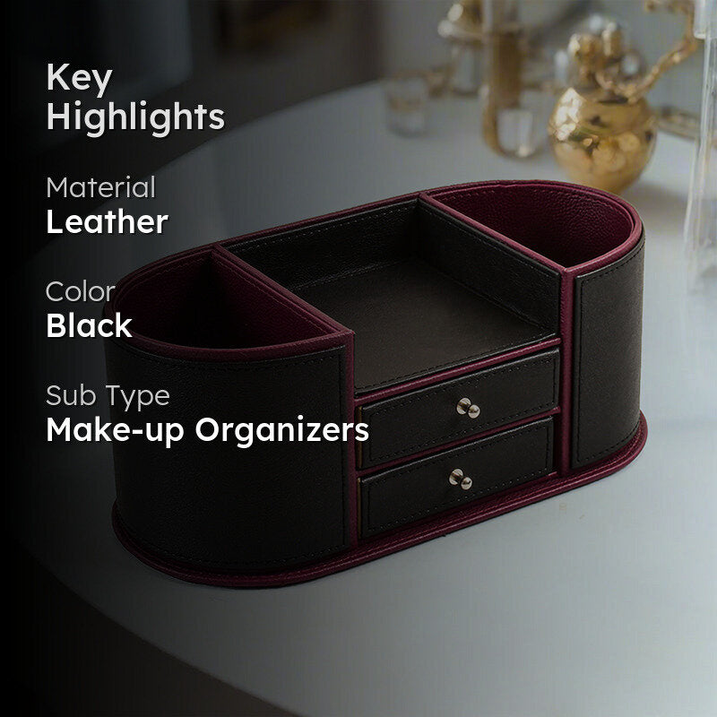 Tisca Curve Faux Leather Desk Organizer - Black media 2