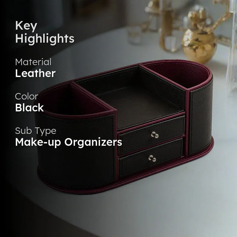 Tisca Curve Faux Leather Desk Organizer - Black media 2
