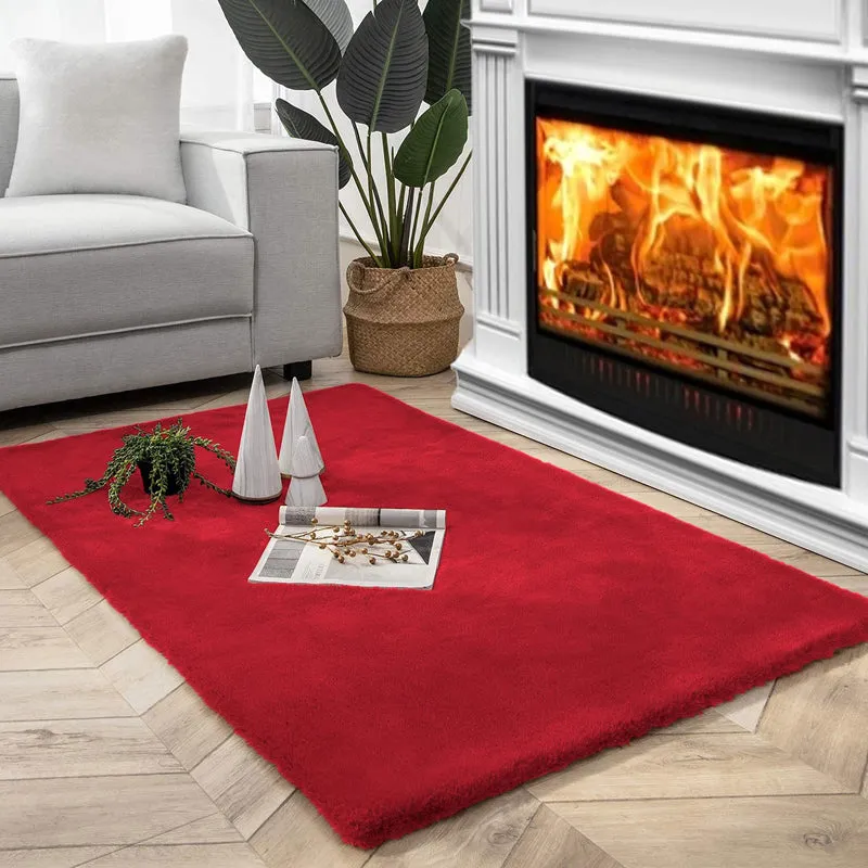 Ruffle Luxe Area Rug - Red media 1