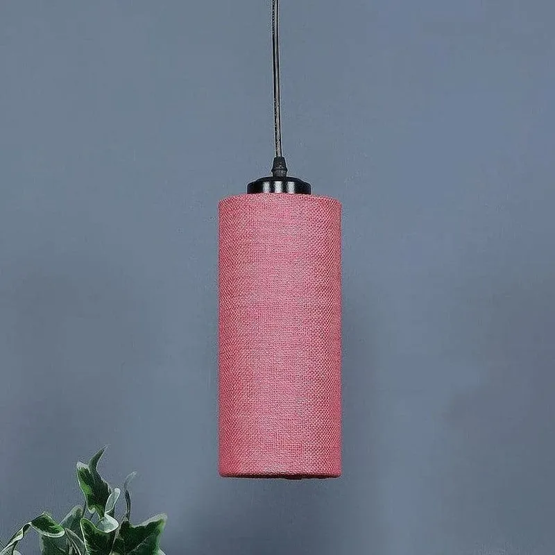 Solid Squad Jute Ceiling Lamp - Pink media 1