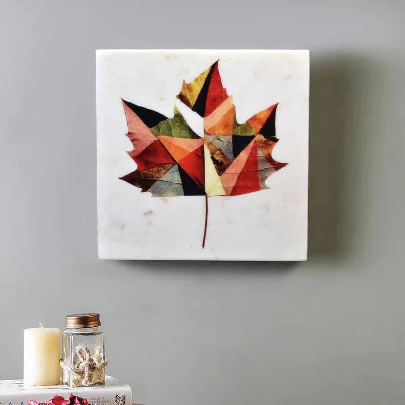Abstract Maple Leaf Printed Marble Wall Accent media 1