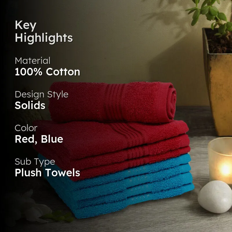 Bodil Face Towel (Red,Sky Blue) - Set Of Eight media 2
