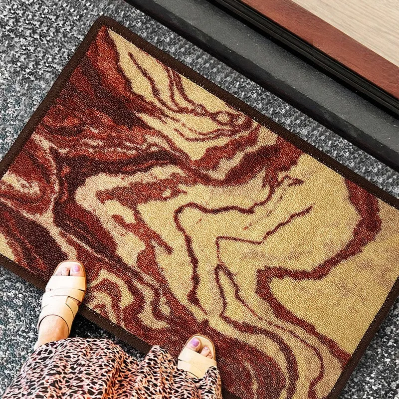 Pavo Abstract Nylon Door Mats - Brown,Beige media 3