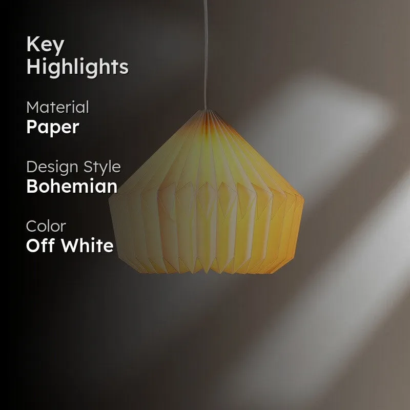 Warm-lit pendant lamp shown with a dark highlight panel on the left