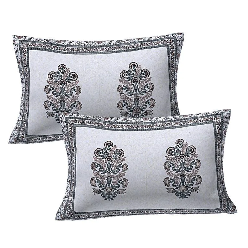 Kruti Ethnic Cotton Bedsheet (White,Grey) - 180 TC media 4