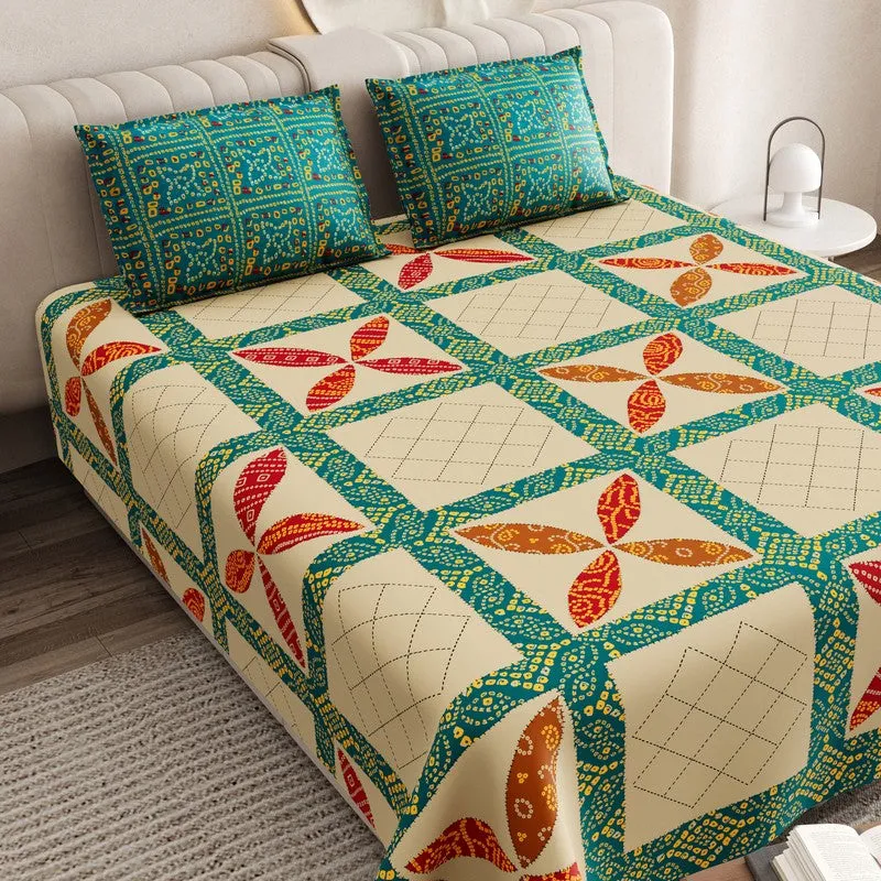 Verdant Mosaic Cotton Bedsheet - 200 TC media 3