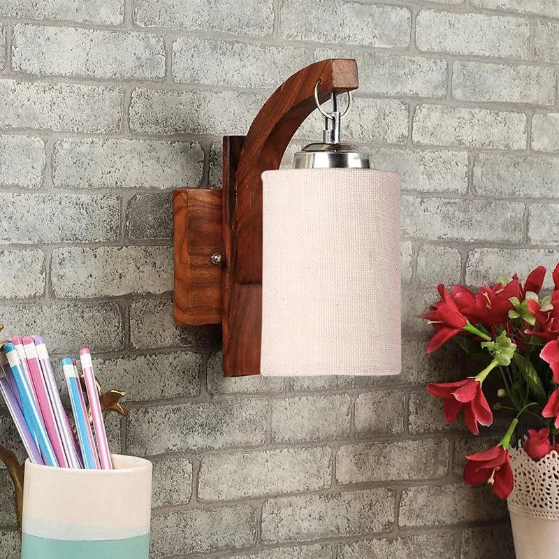 Forma Fabric & Wooden Wall Lamp - Beige media 3