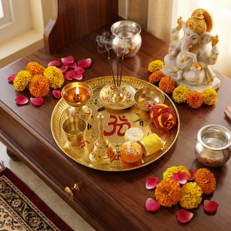 Anant Devotional Brass Pooja Thali media 3