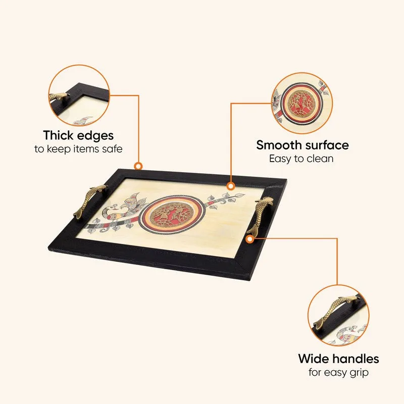 Saarang Wood & Metal Serving Tray media 9