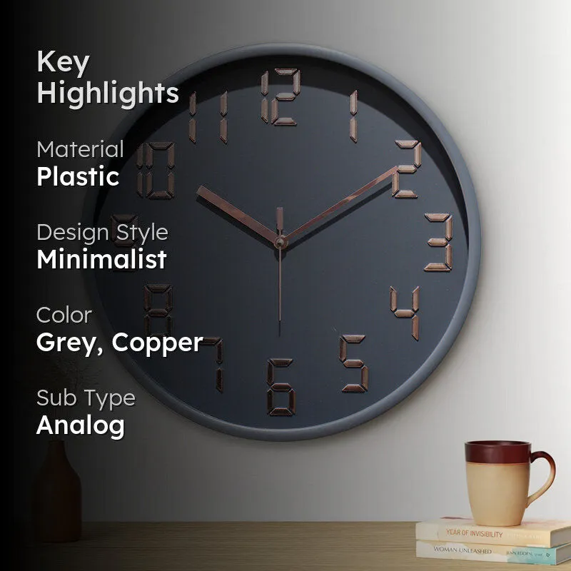 Centura Analog Wall Clock - Grey, Copper media 2