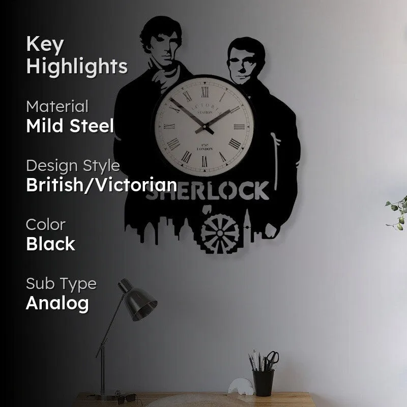 Sherlock Steel Analog Wall Clock - Black media 2