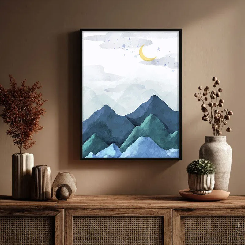 Crescent Blue Peaks Archival Paper Wall Art With Frame media 3