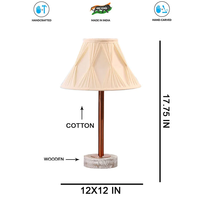 Pleatra Pinch Rodin Wooden Table Lamp - Ivory,Copper,White media 7