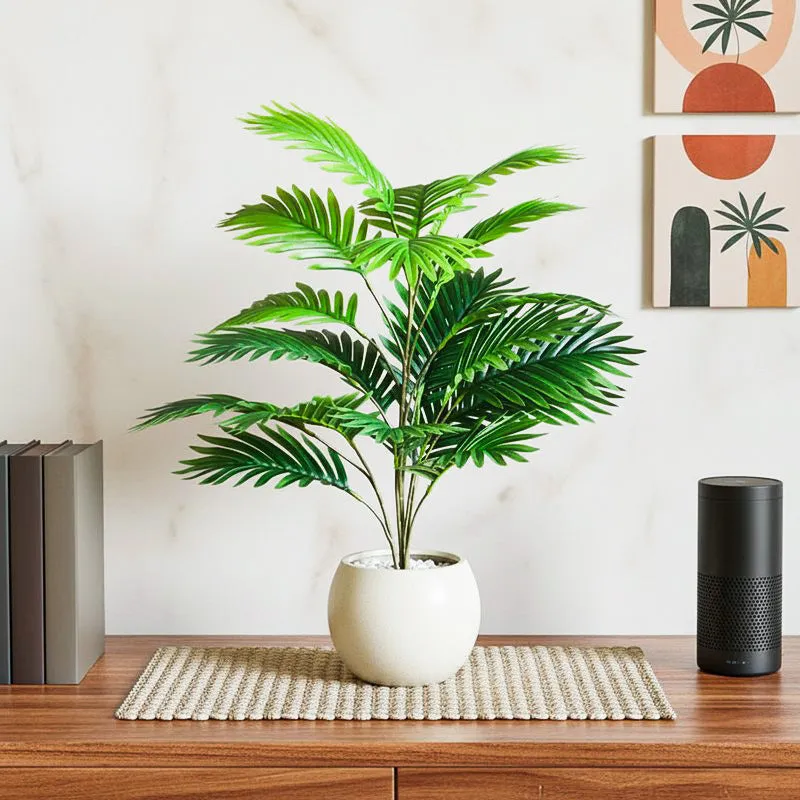 Faux Areca Palm Artificial Plant With Black Plastic Pot - 76 cm (2.5 ft) media 1
