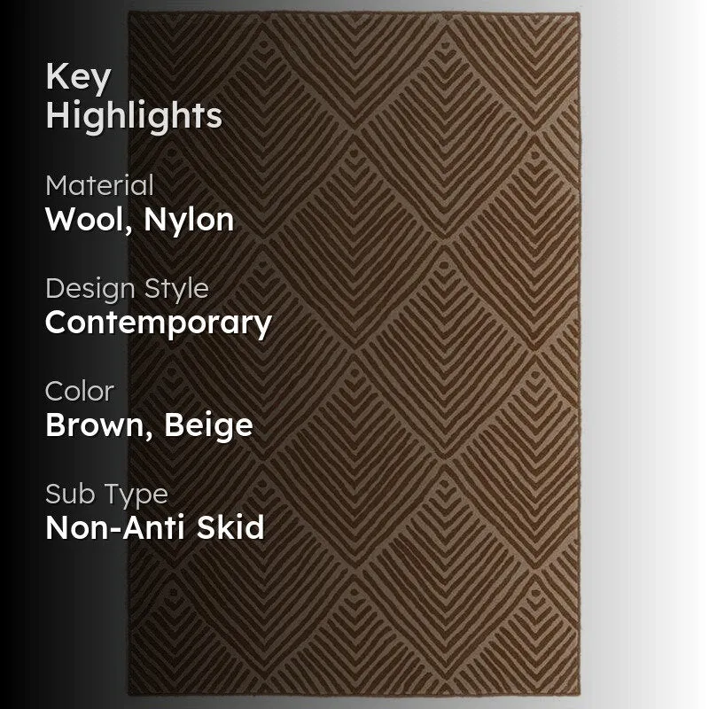 Medon Hand Tufted Geometric Wool & Nylon Carpet - Brown media 2